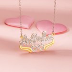 Diamond Cut Name Necklace with Lace