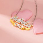 Diamond Cut Name Necklace with Lace