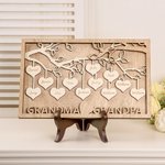 Albero di famiglia in legno personalizzato appeso da 1 a 12 cuori con nome e testo incisi Regalo di Natale per la famiglia