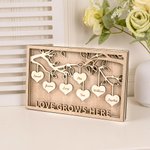 Albero di famiglia in legno personalizzato appeso da 1 a 12 cuori con nome e testo incisi Regalo di Natale per la famiglia