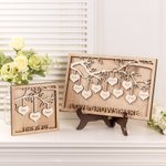 Albero di famiglia in legno personalizzato appeso da 1 a 12 cuori con nome e testo incisi Regalo di Natale per la famiglia