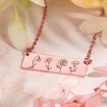 Birth Month Flower Mother's Family Bar Necklace
