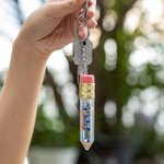 Personalised Laser Engrave Teacher Pencil Keychain with Sequin Snow Globe Back to School Appreciation Gift for Teacher