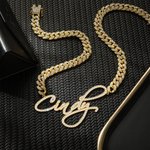 Custom Sparkling Diamond Name Necklace Gold Plated