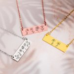 Birth Month Flower Mother's Family Bar Necklace