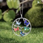 Personalized Family Tree Birth Butterfly Necklace Birthday Women's Day Mother's Day Gift for Her