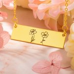 Birth Month Flower Mother's Family Bar Necklace