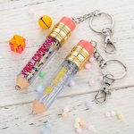 Personalised Laser Engrave Teacher Pencil Keychain with Sequin Snow Globe Back to School Appreciation Gift for Teacher