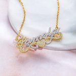 Celebrity Inspired Necklace Double Plate Necklace Two-tone Diamond Necklace