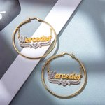 Pendiente Inspirado en Famosos Pendiente Doble Placa con Nombre Pendiente Hip Hop