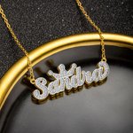 Double Plate Two-tone Crown Name Necklace