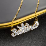 Double Plate Two-tone Crown Name Necklace