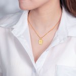 Gold CZ Cubic Octagon Initial Letter Necklace