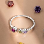 Aangepaste sierlijke stapelen geboortesteen open minimalistische ring