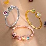 Aangepaste sierlijke stapelen geboortesteen open minimalistische ring