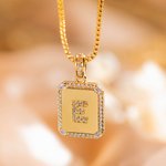Gold CZ Cubic Octagon Initial Letter Necklace