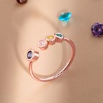 Aangepaste sierlijke stapelen geboortesteen open minimalistische ring