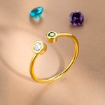 Aangepaste sierlijke stapelen geboortesteen open minimalistische ring