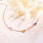 Collier en Argent Personnalisé avec 1-10 Pierres de Naissance Cadeau Fête des Mères pour Femme