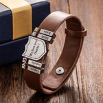 Pulsera de cuero con escudo para hombre con 1-20 nombres