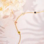 Collier en Argent Personnalisé avec 1-10 Pierres de Naissance Cadeau Fête des Mères pour Femme