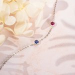 Collier en Argent Personnalisé avec 1-10 Pierres de Naissance Cadeau Fête des Mères pour Femme