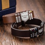Pulsera de cuero con escudo para hombre con 1-20 nombres