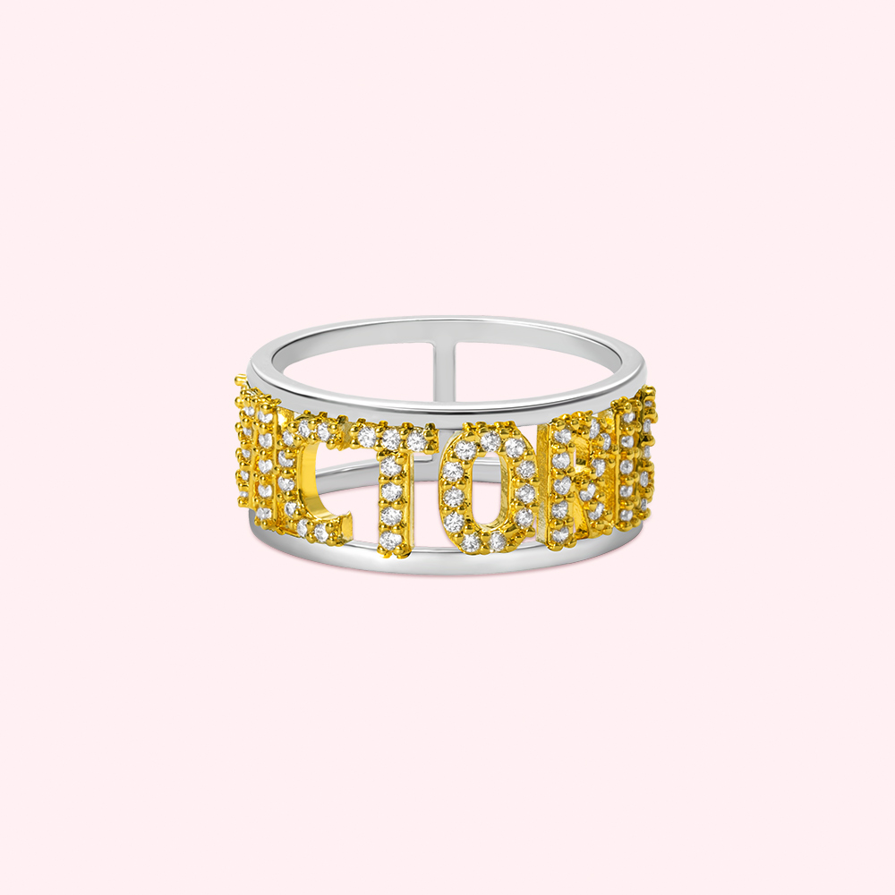 Personalized Pave Diamond  Name Ring