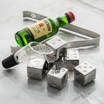 Personalized Glass Dice Silicone Ice Container Ice Clip and Bottle Stopper Set