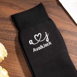 Personalised Bow Tie Monogram Groomsman Best Man Groom Father In Law Mid-calf Socks with Name and Date Engagement Wedding Party Gift for Men