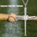 Cross Baseball Bat Number Necklace