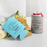 Personalized Wedding Favor Beer Can Cooler Covers Set of 12