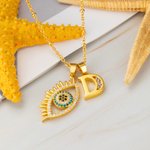 Custom Evil Eye Necklace Initial Protection Necklace