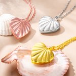 Medaillon-Halskette mit Herz-Oyster-Geburtssteinen