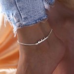 Bracelet de Cheville avec Nom Personnalisé Cadeau d'Anniversaire pour Elle