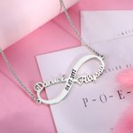 Collier Personnalisé Prénom Symbole de l'Infini Bijoux Argent Sterling avec 2 Noms et Date Cadeau Anniversaire St Valentin pour Couple Petit Ami
