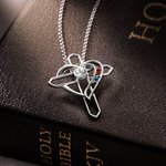 Collier Croix Personnalisé avec Pierres de Naissance Bijou Familial Forme Coeur Cadeau Anniversaire Fête