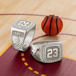 Personalisierte gravierte Sterling Silber Basketball Birthstone Ring mit Namen & Nummer Vatertag Geburtstag Geschenk für Vater Sportliebhaber