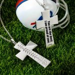 Engraved Cross Football Number Necklace