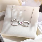 2 Names & Birthstones Infinity Love Necklace