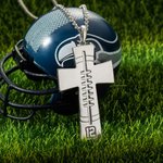 Engraved Cross Football Number Necklace