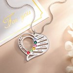 Collar Corazón de Madre con Niños 1-6 Nombres y Piedras de Nacimiento