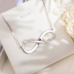 2 Names & Birthstones Infinity Love Necklace
