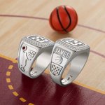 Personalisierte gravierte Sterling Silber Basketball Birthstone Ring mit Namen & Nummer Vatertag Geburtstag Geschenk für Vater Sportliebhaber