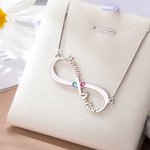 2 Names & Birthstones Infinity Love Necklace