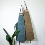 Canvas Workshop Aprons with Pockets & Leather Strap
