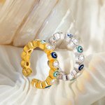 Personalizada Evil Eye Anillo Ajustable Piedra de nacimiento para las mujeres