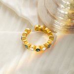 Personalizada Evil Eye Anillo Ajustable Piedra de nacimiento para las mujeres