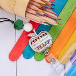 Personalised Apple Aromatherapy Lanyard ID Holder with Bead Teacher Gift