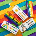 Personalised Rainbow Sun Heart Magnetic Plastic Pin Badge with Name Nurses Week Birthday Appreciation Gift for Nurse Doctor Teacher